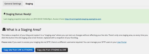 WP Engine Staging Sites